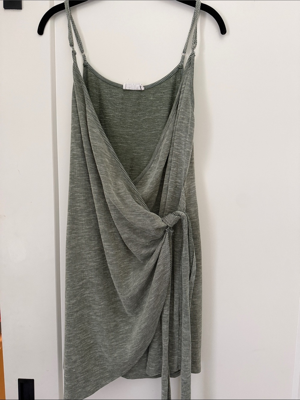 Sage Knit Wrap Midi Dress in Olive